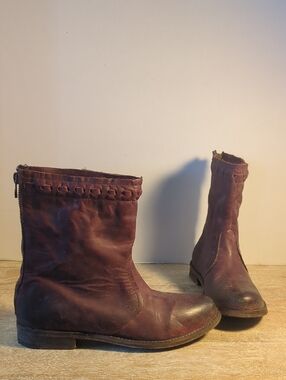 New Free People X Faryl Robin Dakota Oxblood Distressed Leather Boots US 7